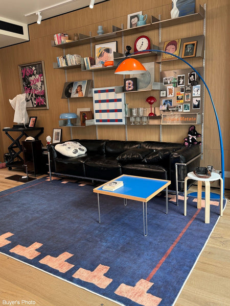 Blue Modern Rugs for Dining Room, Bedroom Modern Floor Carpet, Mid Century Area Rugs, Contemporary Modern Living Room Rug Ideas-artworkcanvas