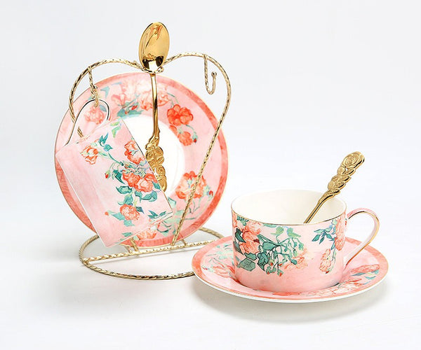 Elegant Coffee Cup, Porcelain Tea cups, British Tea Cup Set, Afternoon Tea Cup with Saucer Set, Porcelain Coffee Cups, Coffee Cup in Gift Box, Vintage Tea Cup Set-artworkcanvas
