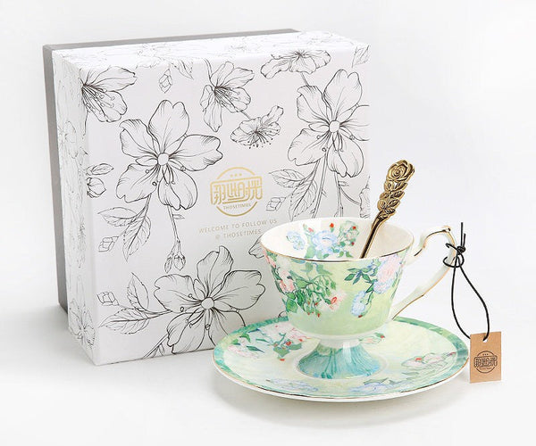 Porcelain Tea Saucer, Ceramic Tea Cup Set, British Tea Cup Set, Luxury Tea Cup Set, Elegant Coffee Cup-artworkcanvas