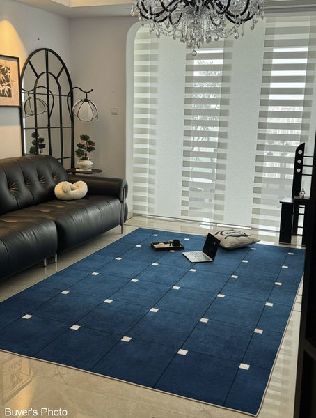 Unique Blue Modern Rugs for Dining Room, Bedroom Modern Floor Carpet, Mid Century Area Rugs, Contemporary Modern Living Room Rug Ideas-artworkcanvas