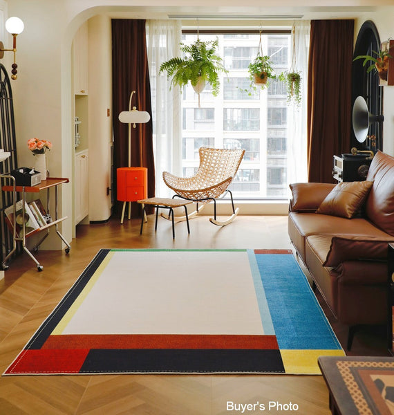Modern Living Room Rug Ideas, Geometric Contemporary Area Rugs, Mid Century Modern Rugs, Colorful Modern Rugs for Bedroom-artworkcanvas