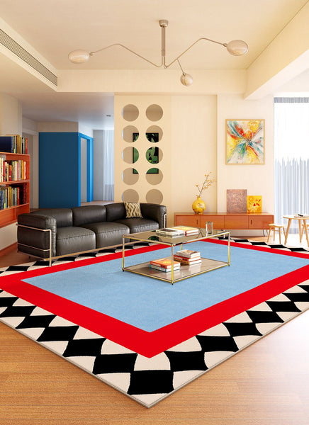 Colorful Modern Rugs for Bedroom, Contemporary Modern Rugs for Living Room, Geometric Modern Rugs, Modern Carpets under Coffee Table-artworkcanvas