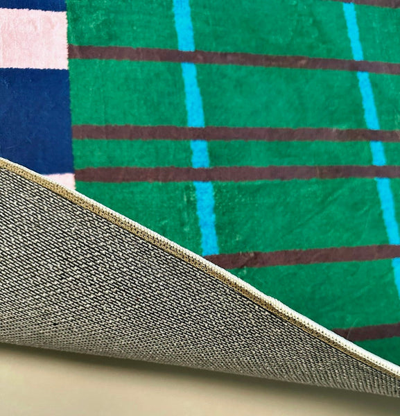 Modern Rugs for Living Room, Geometric Area Rugs, Green Mid Century Contemporary Rugs, Colorful Area Rugs for Bedroom-artworkcanvas