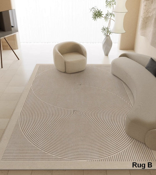 Soft Modern Rugs under Coffee Table, Modern Living Room Area Rugs, Geometric Floor Carpets, Bedroom Modern Rugs, Modern Rugs for Dining Room Table-artworkcanvas