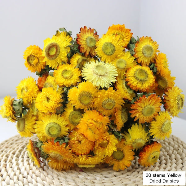 Natural Decorations, A Bunch of Dried Daisy Flowers, Flower Arrangements, Natural Dried Yellow Daisy Flowers, Handmade Artificial Flowers for Home Decor-artworkcanvas