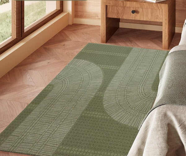 Dining Room Floor Rugs, Modern Rug Ideas for Living Room, Green Modern Rugs under Sofa, Abstract Contemporary Rugs for Bedroom-artworkcanvas