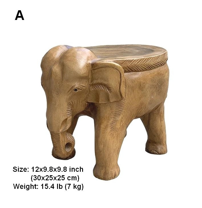 Elephant Sofa Stool, Dining Table Stool, Handmade Solid Wood low Stool, Elephant Wooden Stool, Creative Shoe-changing Stool-artworkcanvas