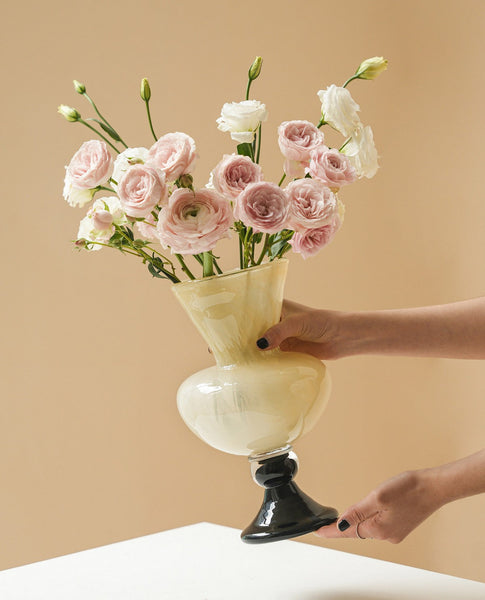 Centerpiece Contemporary Vases on Table, Mid Century Glass Vases, Unique Decorative Glass Vase, Handmade Modern Vases for Living Room, Modern Glass Vase for Flowers-artworkcanvas