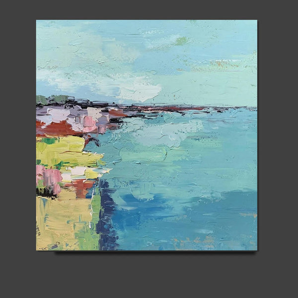 Seashore Abstract Painting, Hand Painted Abstract Painting, Extra Large Abstract Paintings on Canvas, Bedroom Wall Art Ideas, Abstract Landscape Painting-artworkcanvas