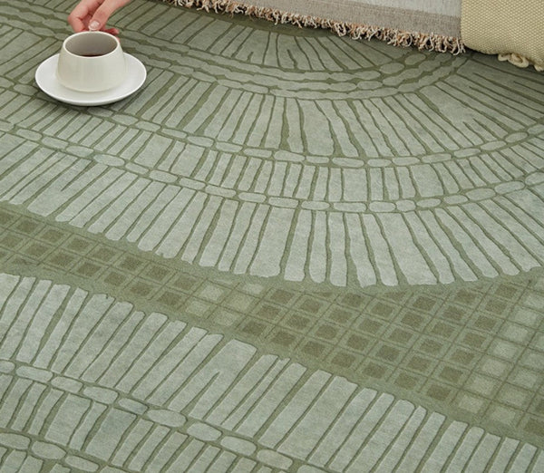 Dining Room Floor Rugs, Modern Rug Ideas for Living Room, Green Modern Rugs under Sofa, Abstract Contemporary Rugs for Bedroom-artworkcanvas