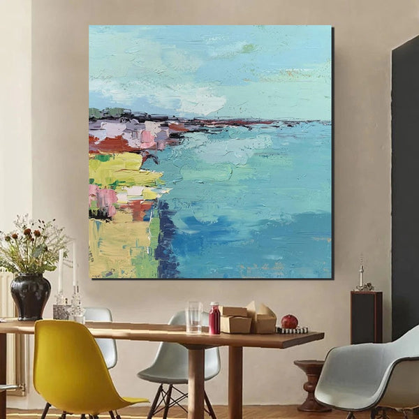 Seashore Abstract Painting, Hand Painted Abstract Painting, Extra Large Abstract Paintings on Canvas, Bedroom Wall Art Ideas, Abstract Landscape Painting-artworkcanvas
