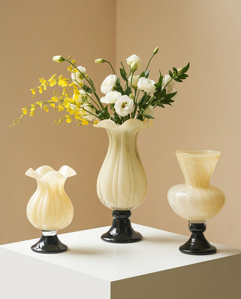 Centerpiece Contemporary Vases on Table, Mid Century Glass Vases, Unique Decorative Glass Vase, Handmade Modern Vases for Living Room, Modern Glass Vase for Flowers-artworkcanvas