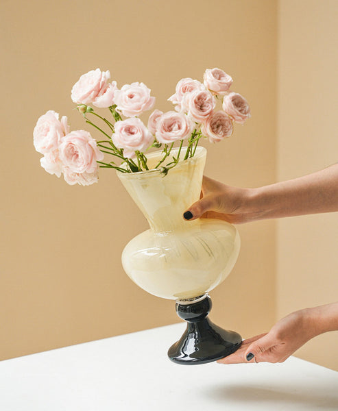 Centerpiece Contemporary Vases on Table, Mid Century Glass Vases, Unique Decorative Glass Vase, Handmade Modern Vases for Living Room, Modern Glass Vase for Flowers-artworkcanvas