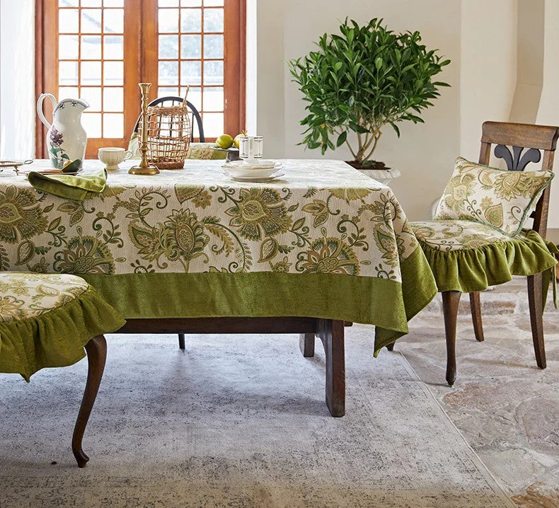 Modern Kitchen Table Cover, Table Cover for Dining Room Table, Flower Pattern Linen Tablecloth for Round Table, Simple Modern Rectangle Tablecloth Ideas for Oval Table-artworkcanvas