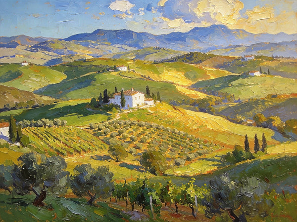 Landscape Wall Art Paintings, Tuscan Hills in Harmony, Hand Painted Canvas Art, Original Oil Paintings, On Canvas Small Paintings, Small Landscape Paintings-artworkcanvas