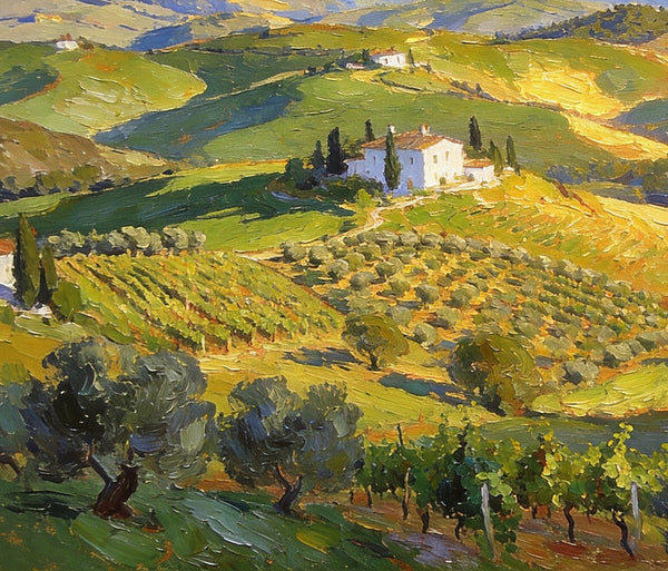 Landscape Wall Art Paintings, Tuscan Hills in Harmony, Hand Painted Canvas Art, Original Oil Paintings, On Canvas Small Paintings, Small Landscape Paintings-artworkcanvas