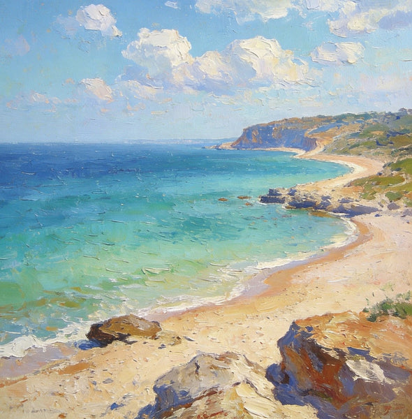 Ocean Breeze and Sun Kissed Sand, Original Artwork Small Paintings, Hand Painted Canvas Art, On Canvas Small Paintings, Palette Knife Artwork, Landscape Canvas Paintings-artworkcanvas