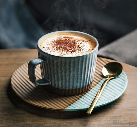 Coffee Cup and Saucer Set, Pottery Coffee Cups, Cappuccino Coffee Mug, Ceramic Coffee Cups, Coffee Cup for Sale, Tea Cup, White / Green / Blue / Yellow-artworkcanvas