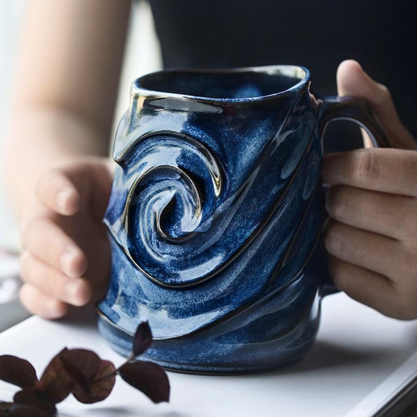 Stoneware Coffee Mugs, White Ceramic Coffee Mug, Large Capacity Coffee Cups, Birthday Gifts, Handmade Pottery Coffee Mug-artworkcanvas