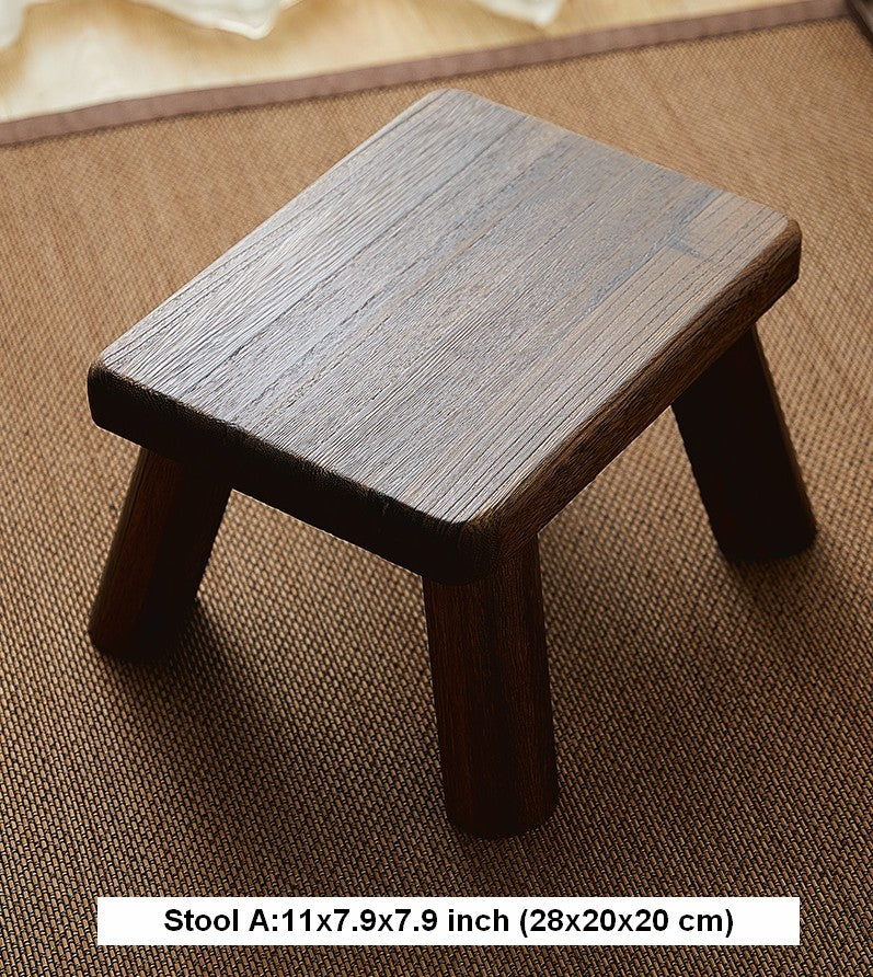 Dining Table Stool, Shoe-changing Stool, Solid Wood low Stool, Paulownia Wood Stool, Children's Wooden Stool, Sofa Stool-artworkcanvas
