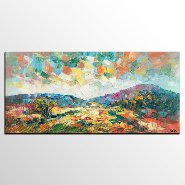 Original Artwork, Mountain Landscape Painting, Custom Extra Large Art, Canvas Artwork