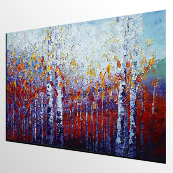 Custom Canvas Art, Autumn Tree Painting, Abstract Landscape Painting, Canvas Painting