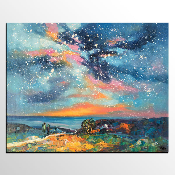Original Painting, Starry Night Sky Painting, Original Artwork, Custom Large Canvas Painting, Art on Canvas