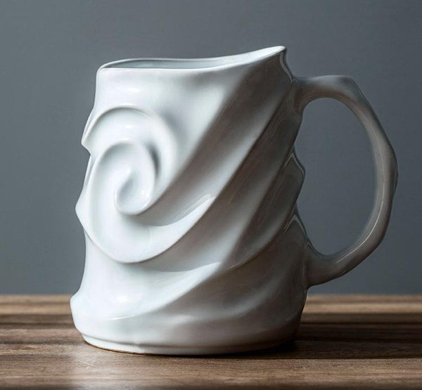 Stoneware Coffee Mugs, White Ceramic Coffee Mug, Large Capacity Coffee Cups, Birthday Gifts, Handmade Pottery Coffee Mug-artworkcanvas