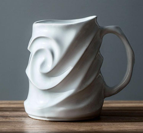 Stoneware Coffee Mugs, White Ceramic Coffee Mug, Large Capacity Coffee Cups, Birthday Gifts, Handmade Pottery Coffee Mug-artworkcanvas