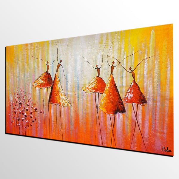 Dancing Painting, Ballet Dancer Painting, Large Abstract Painting for Sale, Heavy Texture Painting, Modern Paintings for Bedroom