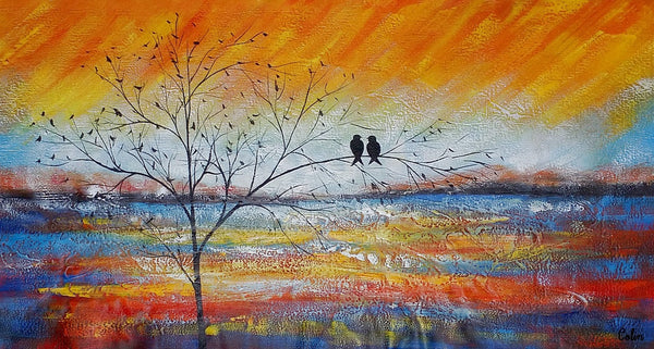 Acrylic Abstract Painting, Love Birds Painting, Living Room Wall Art Paintings, Custom Original Paintings, Acrylic Painting for Sale