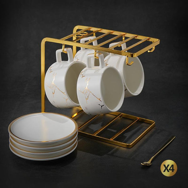 Black Coffee Cup, White Coffee Mug, Tea Cup, Ceramic Cup, Coffee Cup and Saucer Set-artworkcanvas