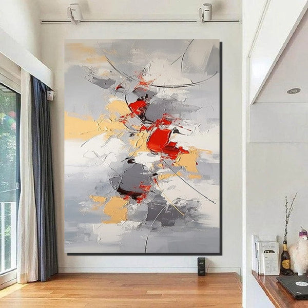 Large Canvas Painting for Office, Simple Modern Acrylic Paintings, Dining Room Canvas Painting, Contemporary Modern Artwork-artworkcanvas