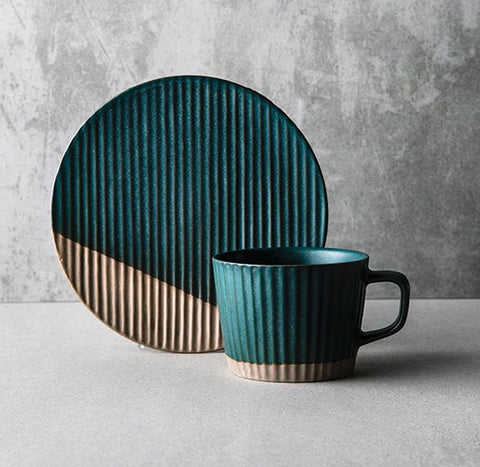 Ceramic Coffee Cups, Coffee Cup and Saucer Set, Pottery Coffee Cups, Cappuccino Coffee Mug, Coffee Cup for Sale, Tea Cup, White / Green / Blue / Yellow-artworkcanvas