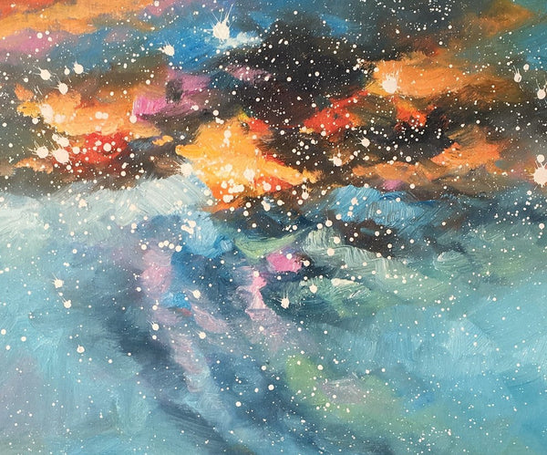 Oil Painting, Starry Night Sky Painting, Custom Abstract Canvas Artwork, Canvas Painting for Kitchen