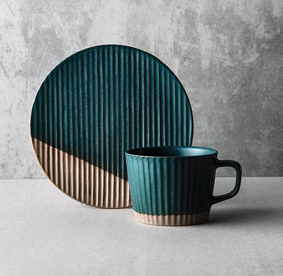 Coffee Cup and Saucer Set, Pottery Coffee Cups, Cappuccino Coffee Mug, Ceramic Coffee Cups, Coffee Cup for Sale, Tea Cup, White / Green / Blue / Yellow-artworkcanvas