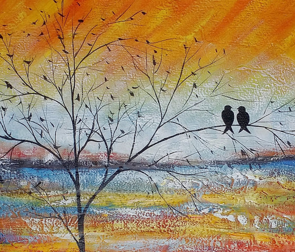 Acrylic Abstract Painting, Love Birds Painting, Living Room Wall Art Paintings, Custom Original Paintings, Acrylic Painting for Sale