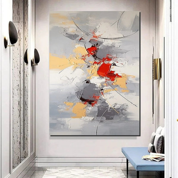 Large Canvas Painting for Office, Simple Modern Acrylic Paintings, Dining Room Canvas Painting, Contemporary Modern Artwork-artworkcanvas