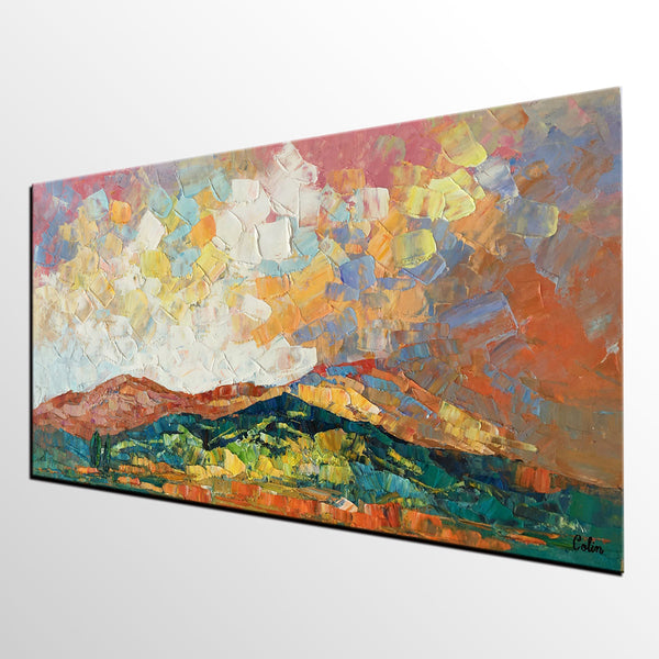 Mountain Landscape Painting, Original Artwork, Custom Extra Large Art, Canvas Artwork