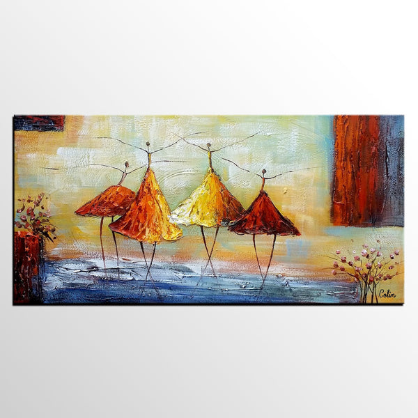 Abstract Modern Painting, Ballet Dancer Painting, Dancing Painting, Heavy Texture Art Paintings, Acrylic Painting for Dining Room,Custom Art