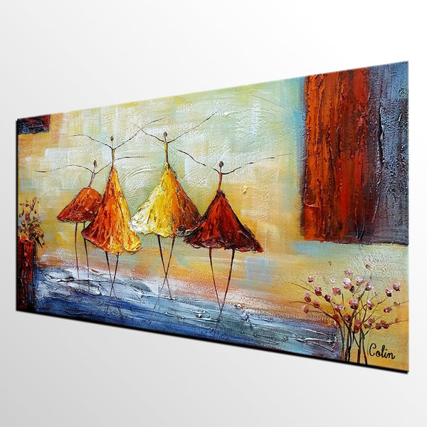 Abstract Modern Painting, Ballet Dancer Painting, Dancing Painting, Heavy Texture Art Paintings, Acrylic Painting for Dining Room,Custom Art