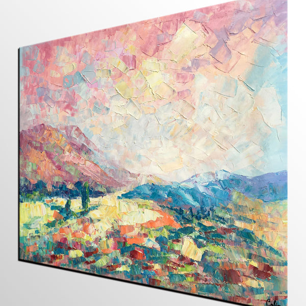 Heavy Texture Artwork, Autumn Mountain Painting, Canvas Painting, Custom Landscape Oil Painting