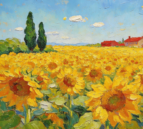 Enchanting Provence Sunflower Fields, Original Canvas Paintings, Palette Knife Oil Paintings, Small Landscape Paintings, Landscape Paintings on Canvas, Hand Painted Canvas Art-artworkcanvas