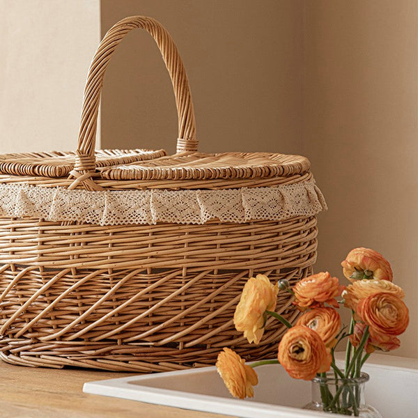 Extra Large Kitchen Storage Baskets, Picnic Storage Basket with Handle, Natural Hand-woven Wicker Storage Basket, Lovely Willow Weaving Baskets for Vegetable, Natural Fruit Storage Baskets-artworkcanvas