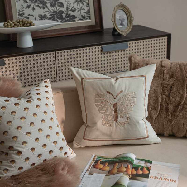 Modern Decorative Pillows for Bedroom, Decorative Pillow Arrangement Ideas for Couch, Embroidered Butterfly Pillow Covers, Large Decorative Throw Pillows for Living Room-artworkcanvas