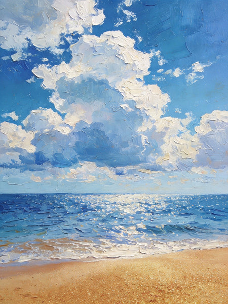 Original Canvas Paintings, Coastal Peace and Quiet, Hand Painted Canvas Art, Small Oil Paintings, Palette Knife Artwork, Landscape Paintings for Bedroom-artworkcanvas