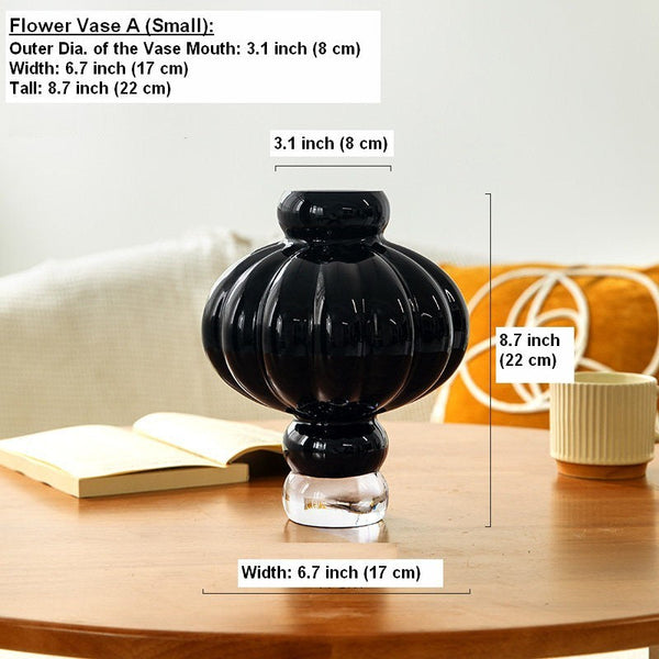 Unique Contemporary Vases for Modern Home Decor, Black Glass Bud Vases, Handmade Liuli Vases, Centerpiece Vases on Table, Black Glaze Vase-artworkcanvas
