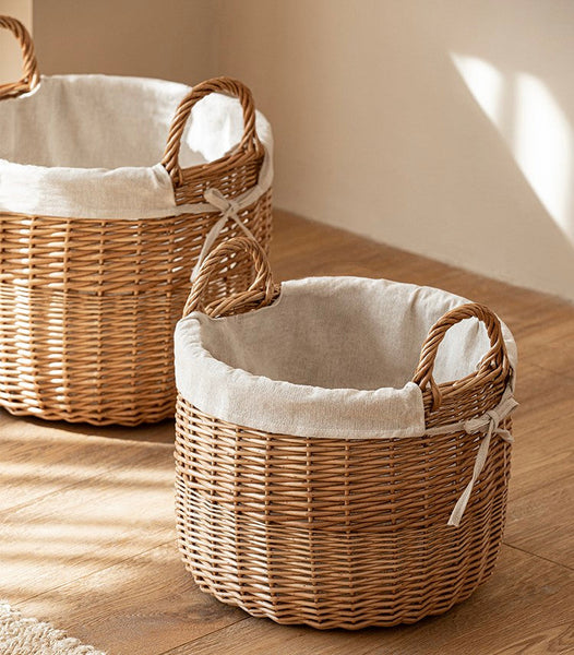 Large Round Storage Basket for Clothes, Natural Hand-woven Wicker Storage Basket for Clothes, Willow Weaving Baskets for Clothes, Extra Large Kitchen Storage Baskets-artworkcanvas