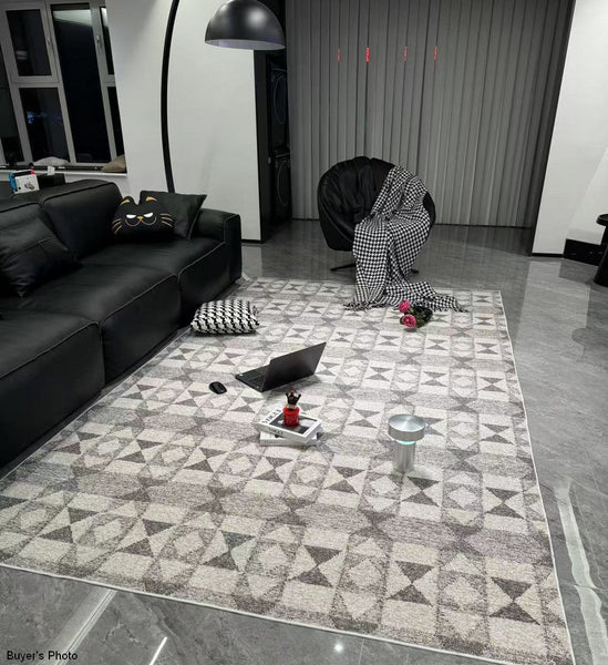 Modern Floor Rugs for Bedroom, Extra Large Geometric Modern Rugs for Office, Large Gray Floor Rugs for Living Room, Dining Room Floor Rug-artworkcanvas