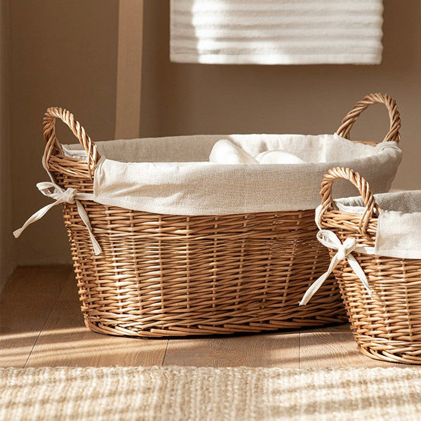 Large Kitchen Round Storage Baskets, Large Food Storage Basket with Handle, Natural Hand-woven Wicker Storage Basket for Clothes, Willow Weaving Baskets for Toys-artworkcanvas